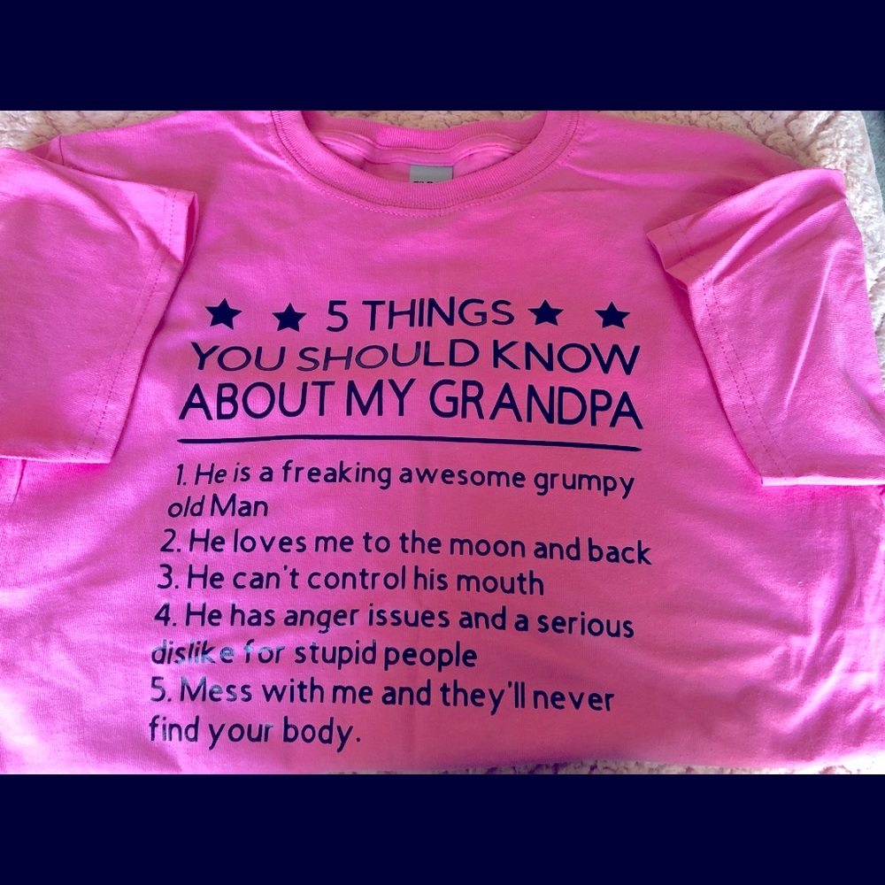 5 things you need to know about my grandpa tee shirt kids large